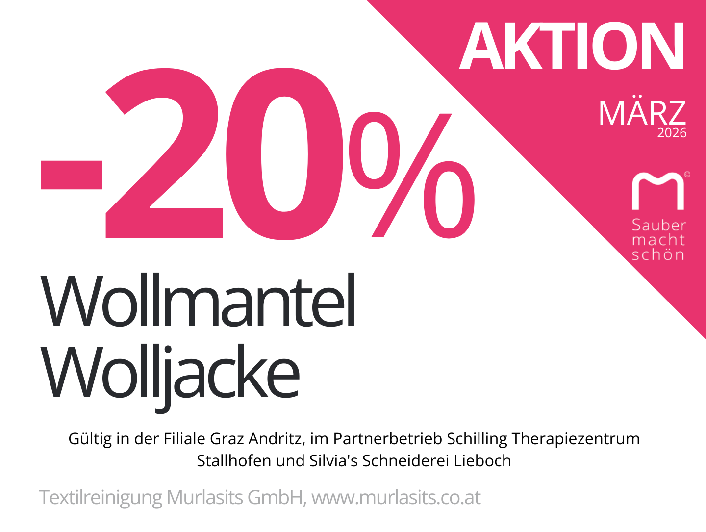 2026-03 Aktion -20% Wollmantel und Wolljacke